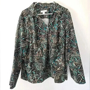 CJ Banks 2X Work Casual Abstract Button Down Jacket